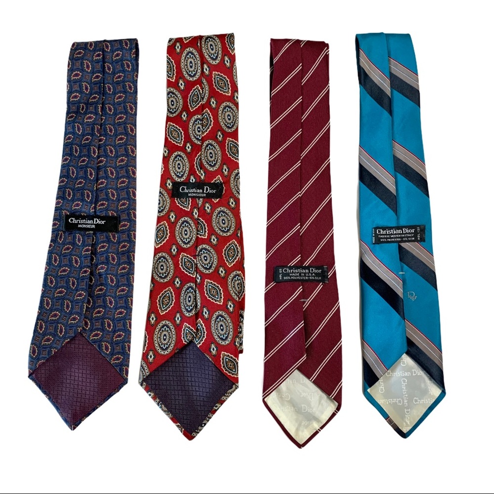 Set of 4 - Christian Dior Neck Ties - Red & Blue
